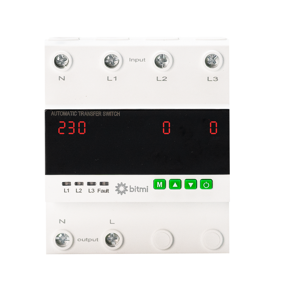 Selector automat de faza ATS monofazat Bitmi 11857, 100A, protectie la tensiune