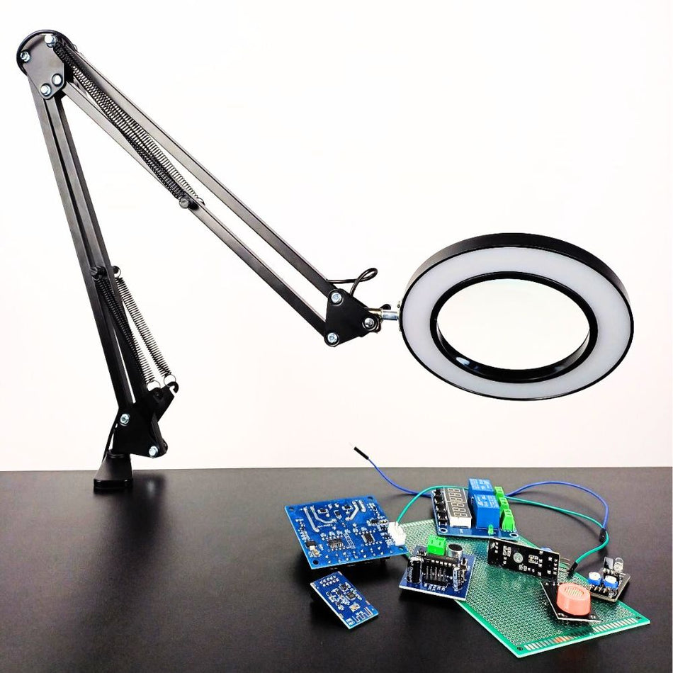 Lampa de birou pentru electronisti cu lumina LED si lupa 5X, Bitmi 10041