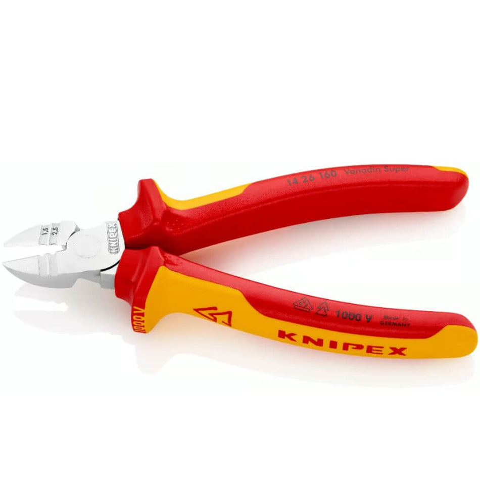 Cleste VDE cu tais diagonal pentru dezizolarea conductorilor electrici, Knipex 14 26 160