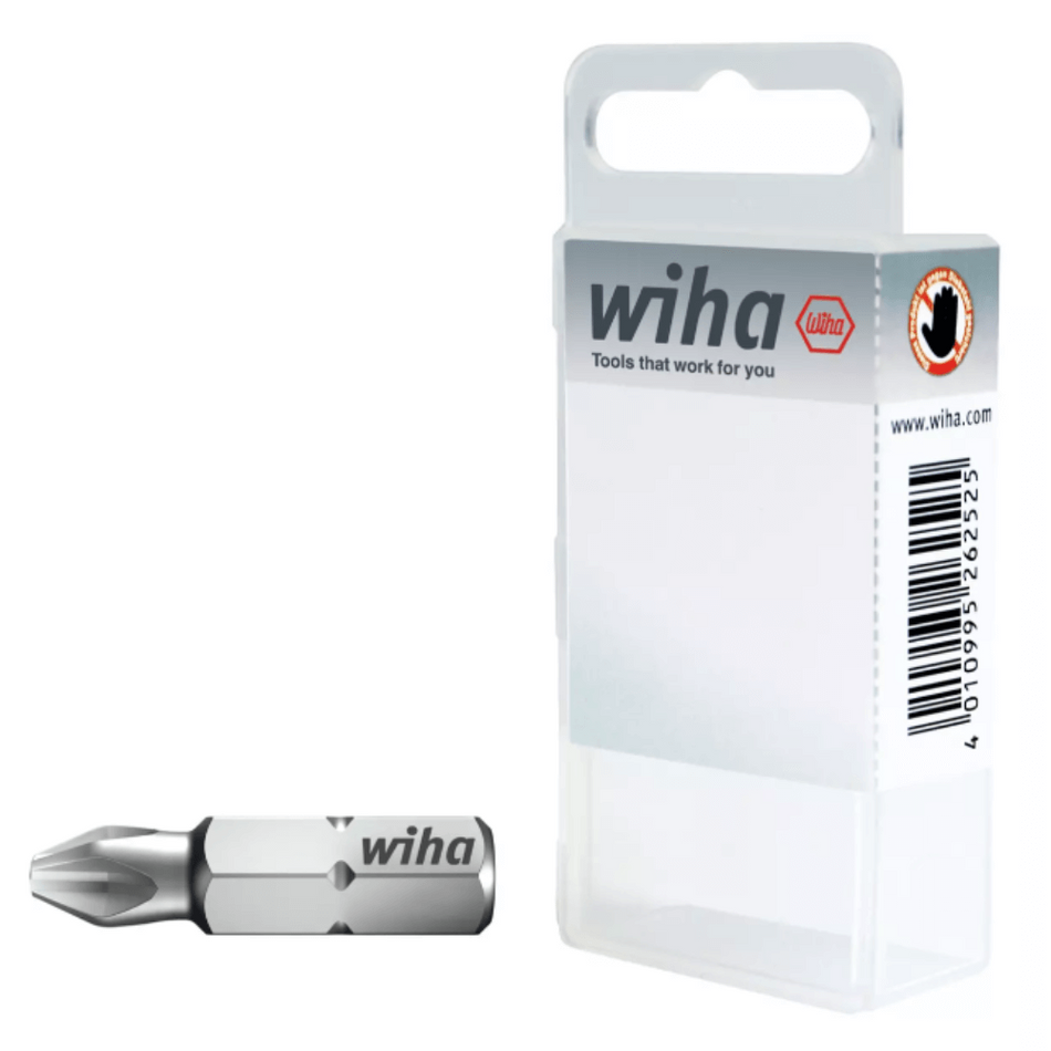 Set 10 biti standard 25mm 1/4 PZ2 - Wiha 24742