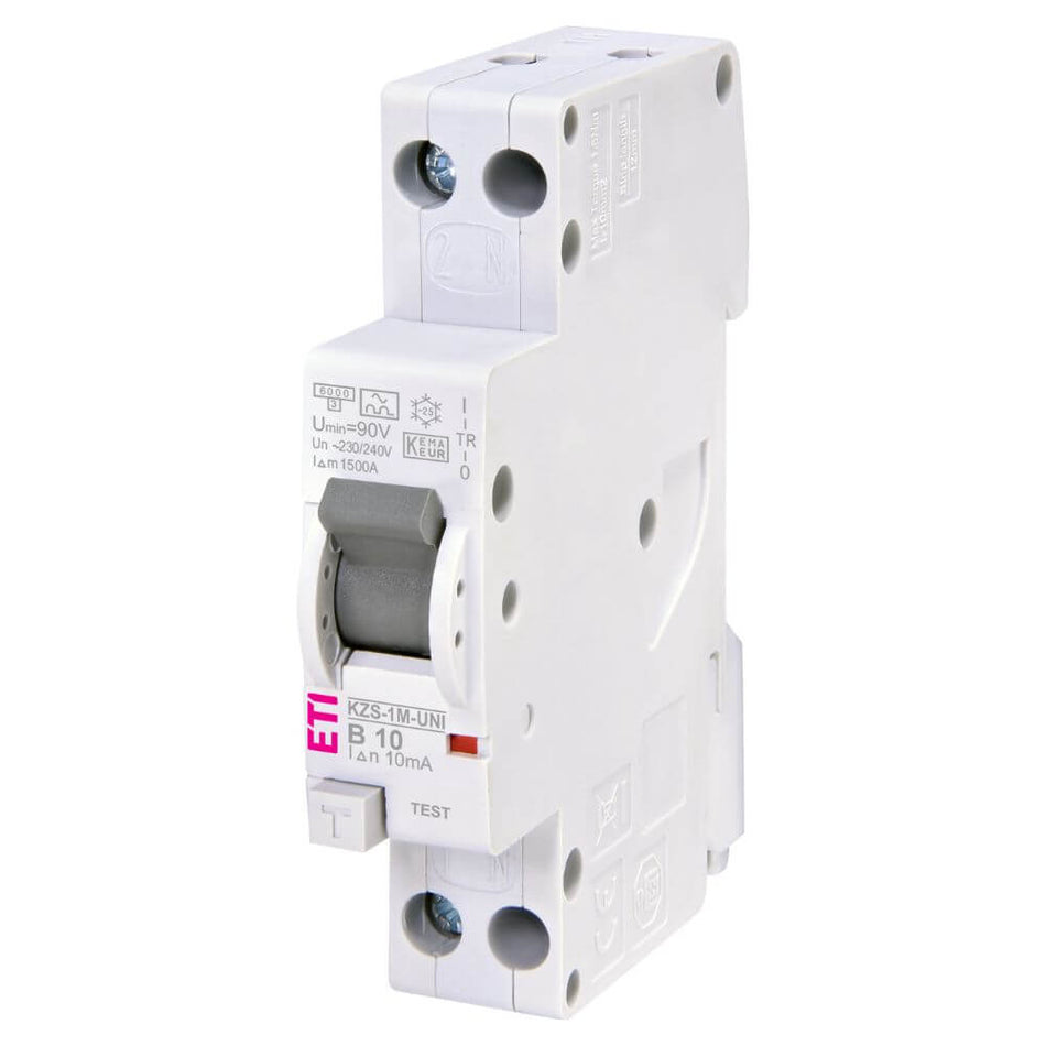 Diferential RCBO KZS-1M-UNI 1p+N A B10/0.01 - ETI 002176002