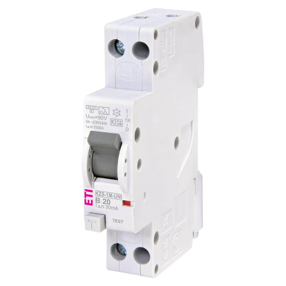 Diferential RCBO KZS-1M-UNI 1p+N A B20/0.03 - ETI 002176025