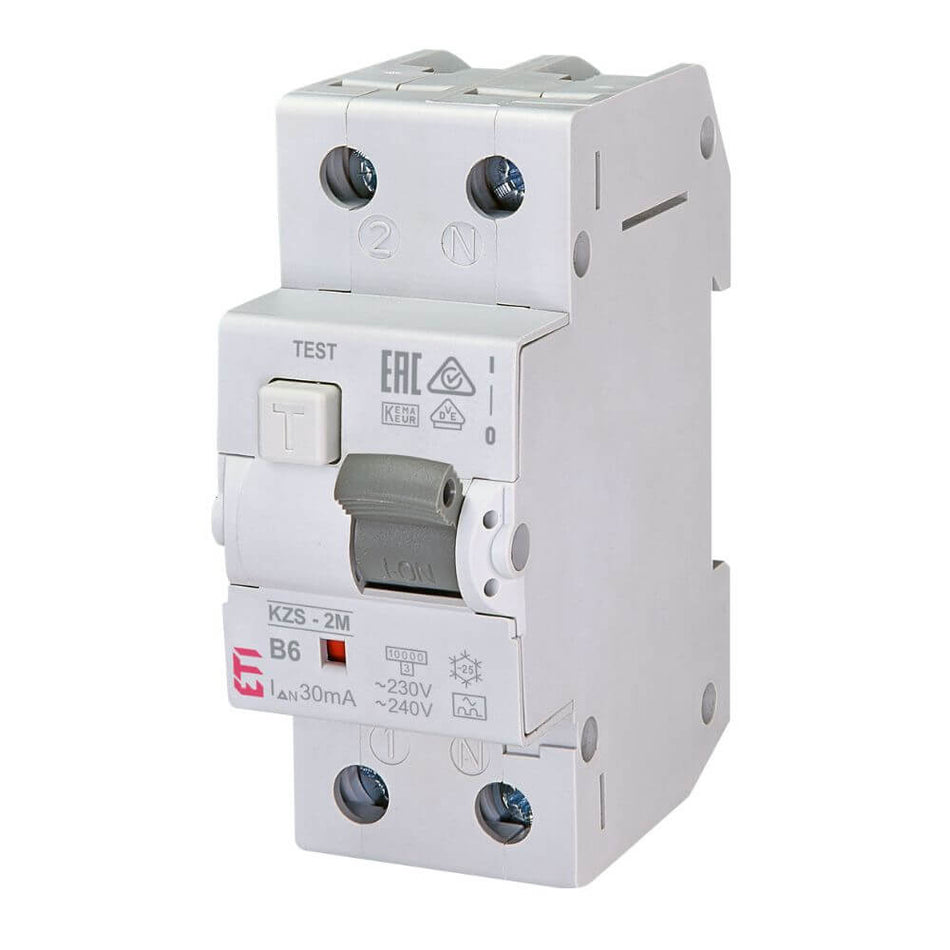 Siguranta automata cu protectie diferentiala RCBO KZS-2M A B6/0.03 ETI 002173201