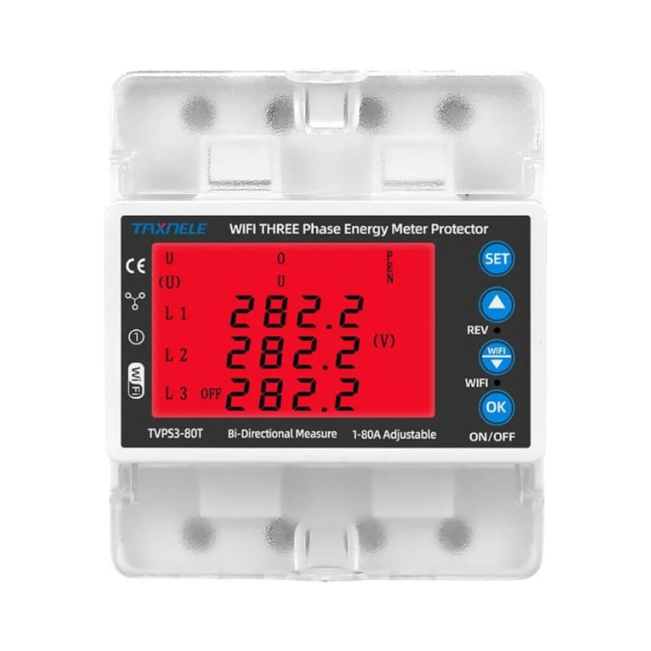 Releu trifazat smart de protectie 380V 80A WiFi Tuya - Taxnele TVPS3-80T
