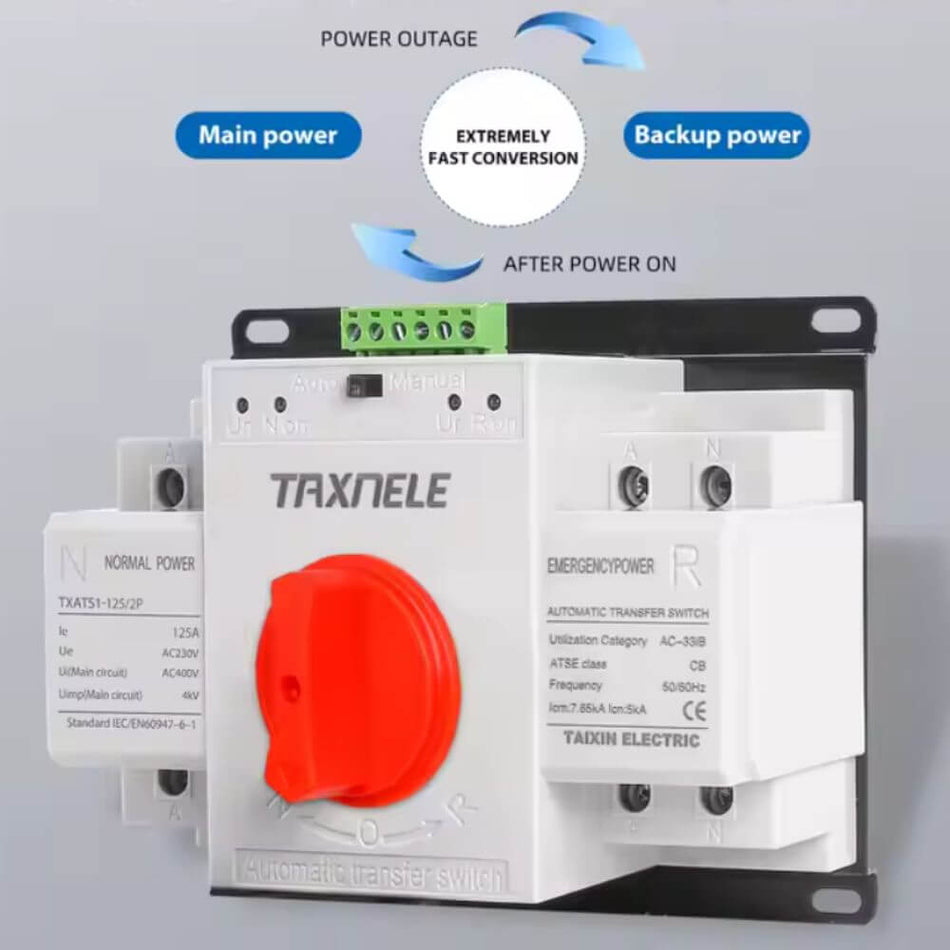 Comutator automat de transfer ATS monofazat - Taxnele TXATS1-125A-2P