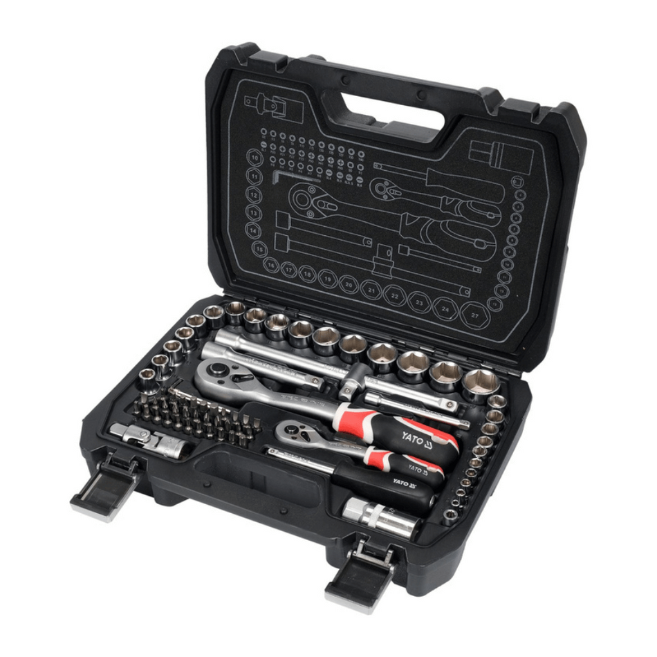 Set 72 piese chei tubulare si biti 1/4" si 1/2" Yato YT-38782