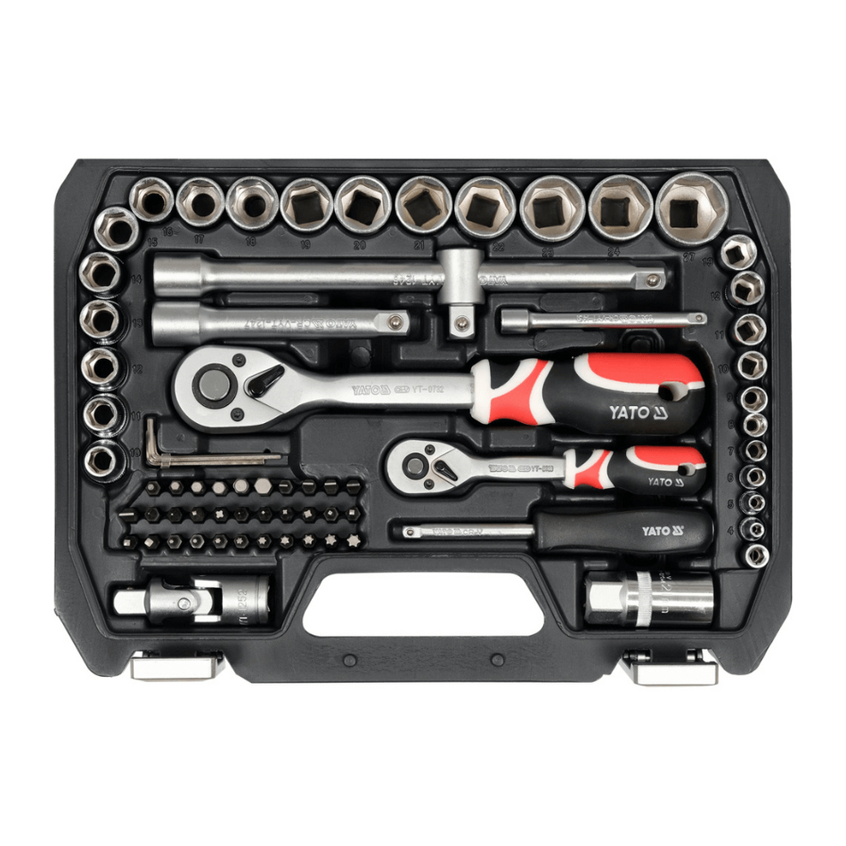 Set 72 piese chei tubulare si biti 1/4" si 1/2" Yato YT-38782
