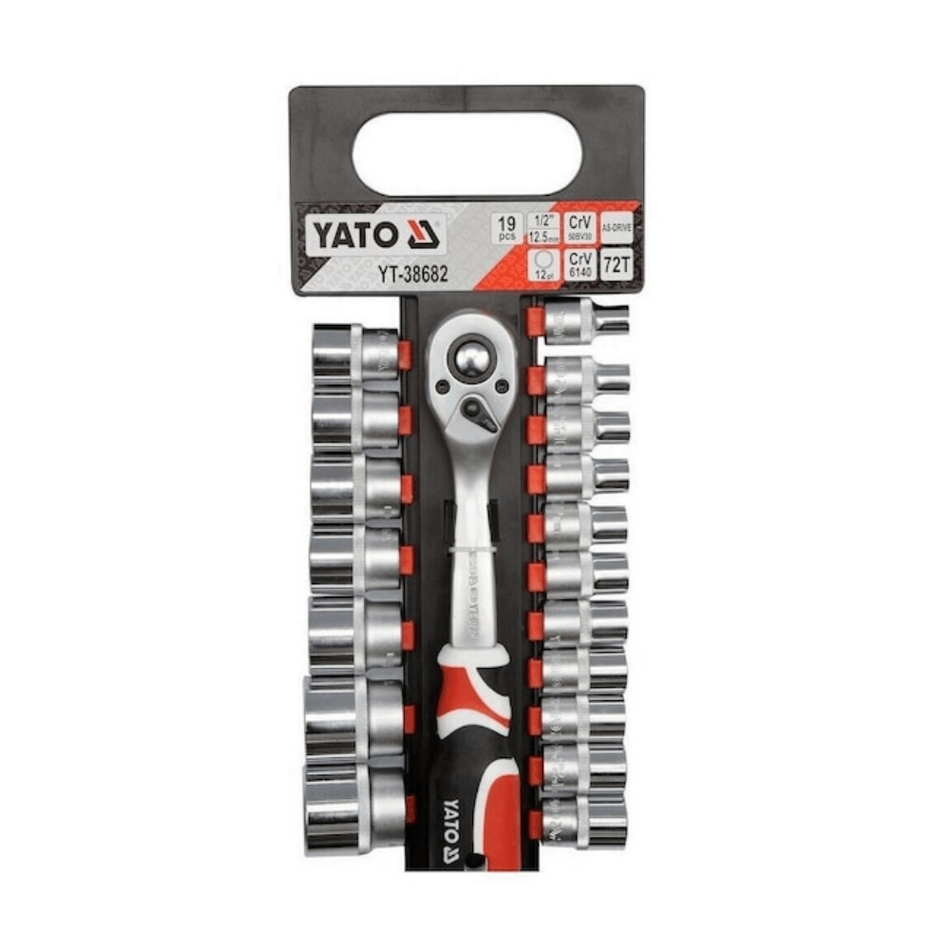 Set 19 piese tubulare 12 laturi cu antrenor 1/2" Yato YT-38682