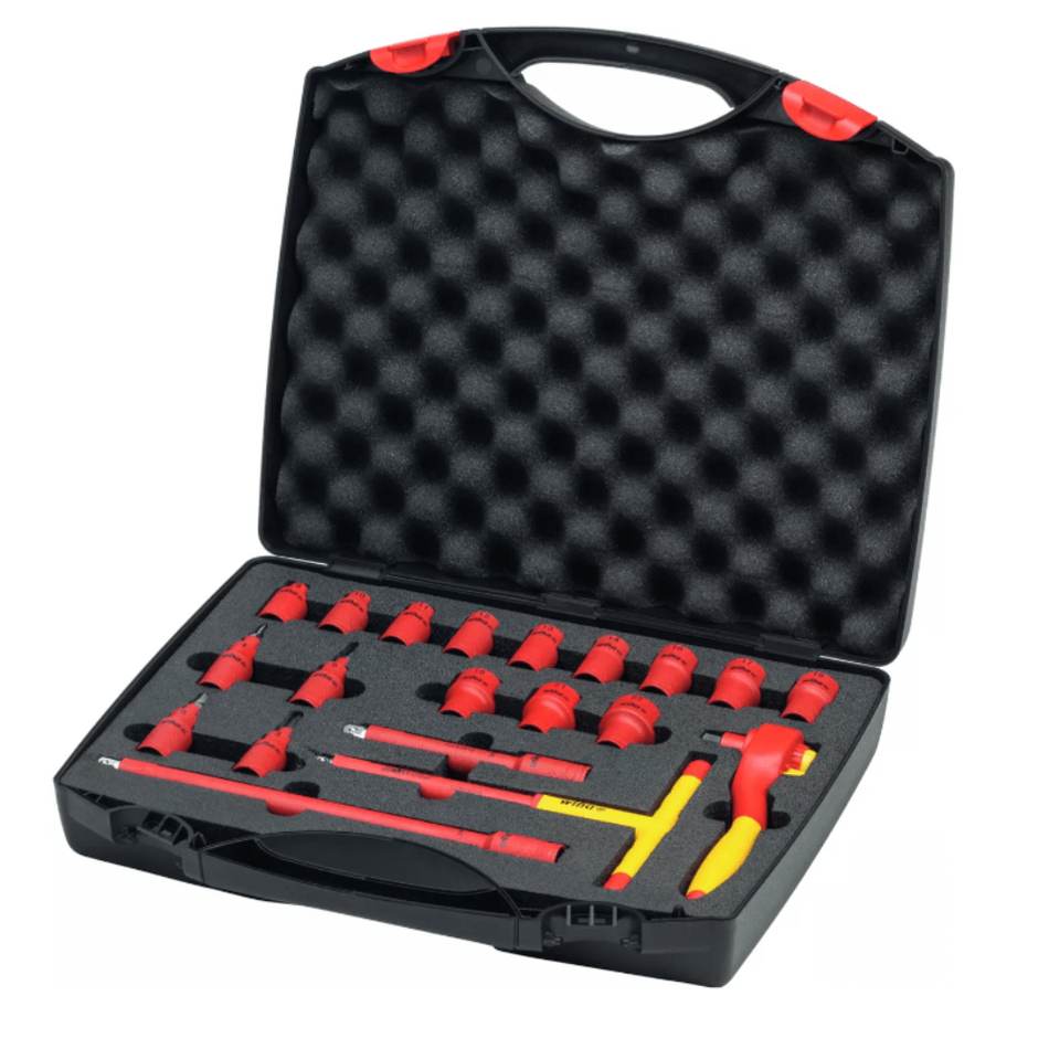 Set tubulare izolate VDE, antrenor cu clichet 3/8", 20 piese - Wiha 43023