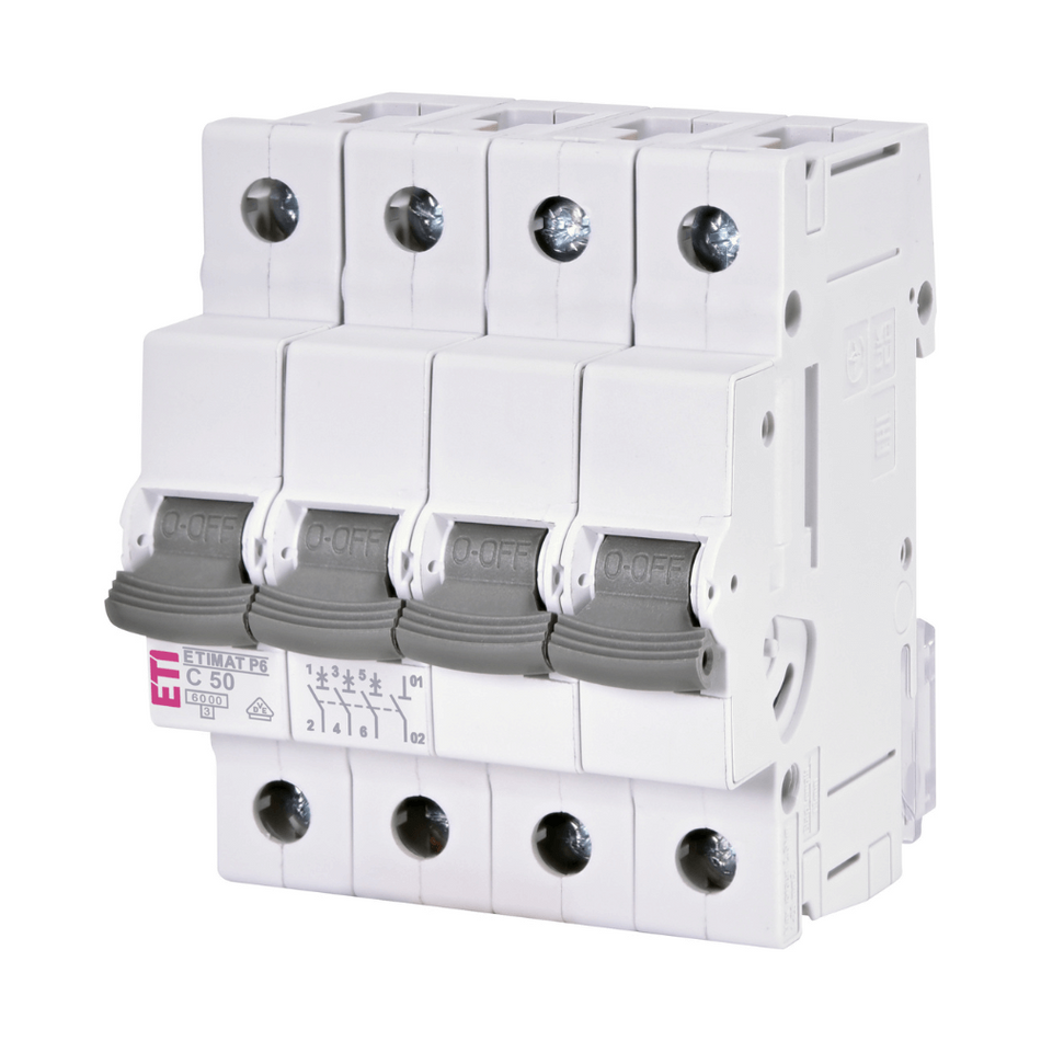 Siguranta electrica ETIMAT P6 3P+N C50 IP20 AC ETI 001900435