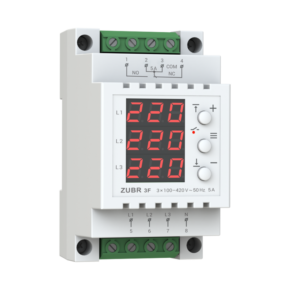 Releu de protectie retea electrica trifazata ZUBR 3F 5A 230/380V TrueRMS
