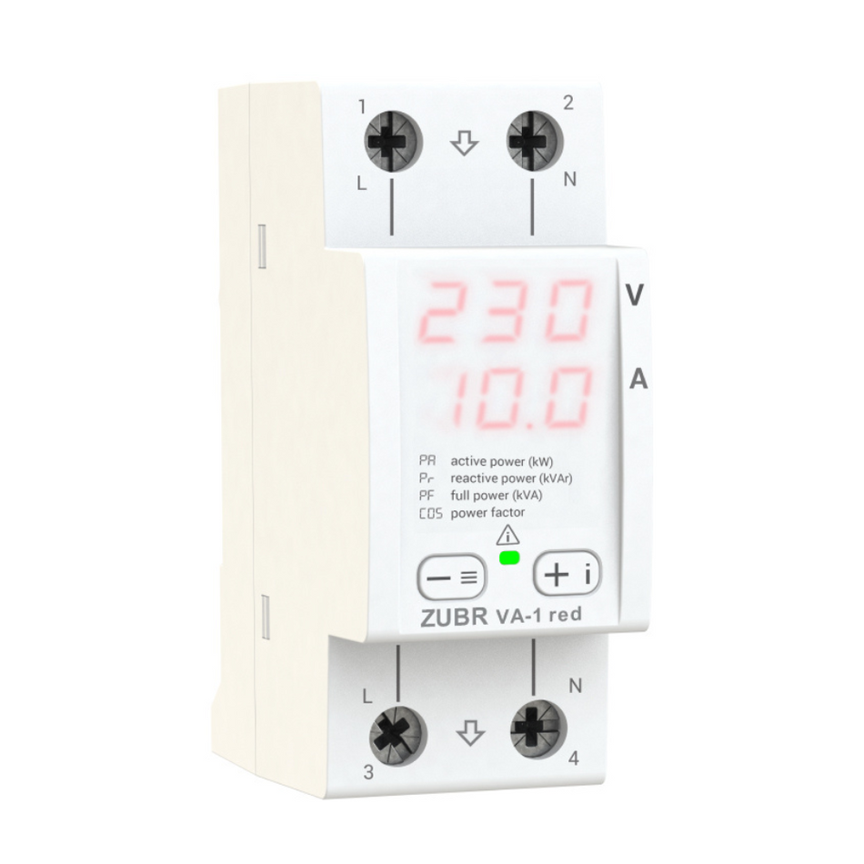 Modul monitorizare parametri electrici ZUBR VA-1 Red 63A IP20 TrueRMS