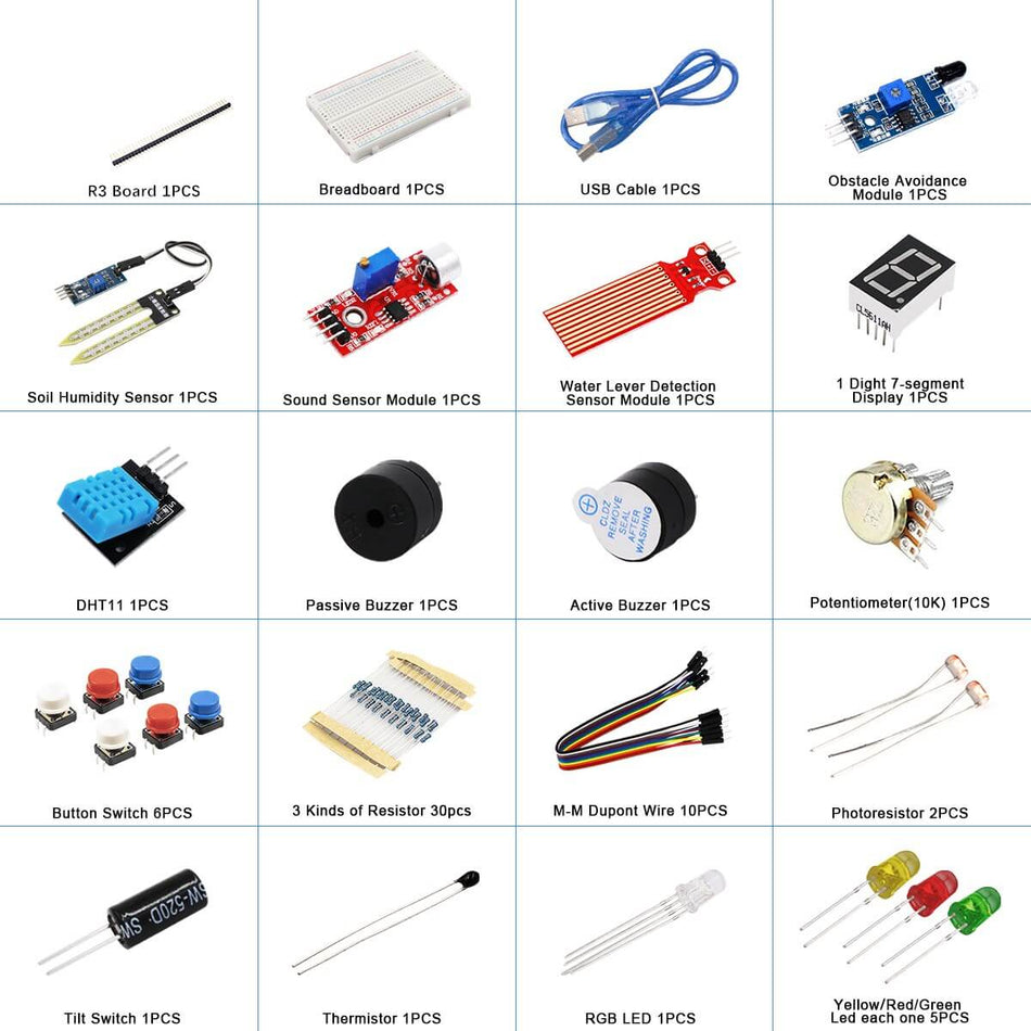 Kit de electronica pentru incepatori, compatibil Arduino, Bitmi 10170