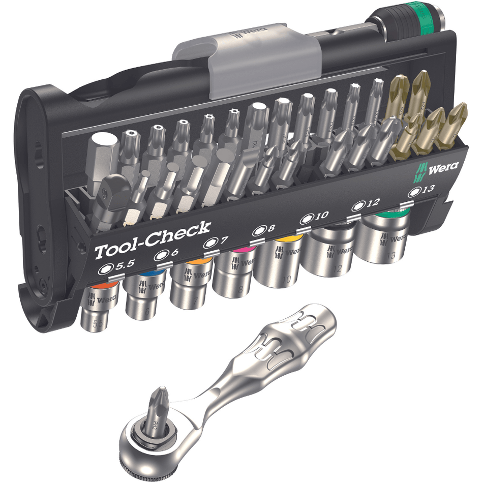 Set cheie cu clichet, biti si tubulare, 38 piese, Tool-Check 1 SB, Wera 05049050001