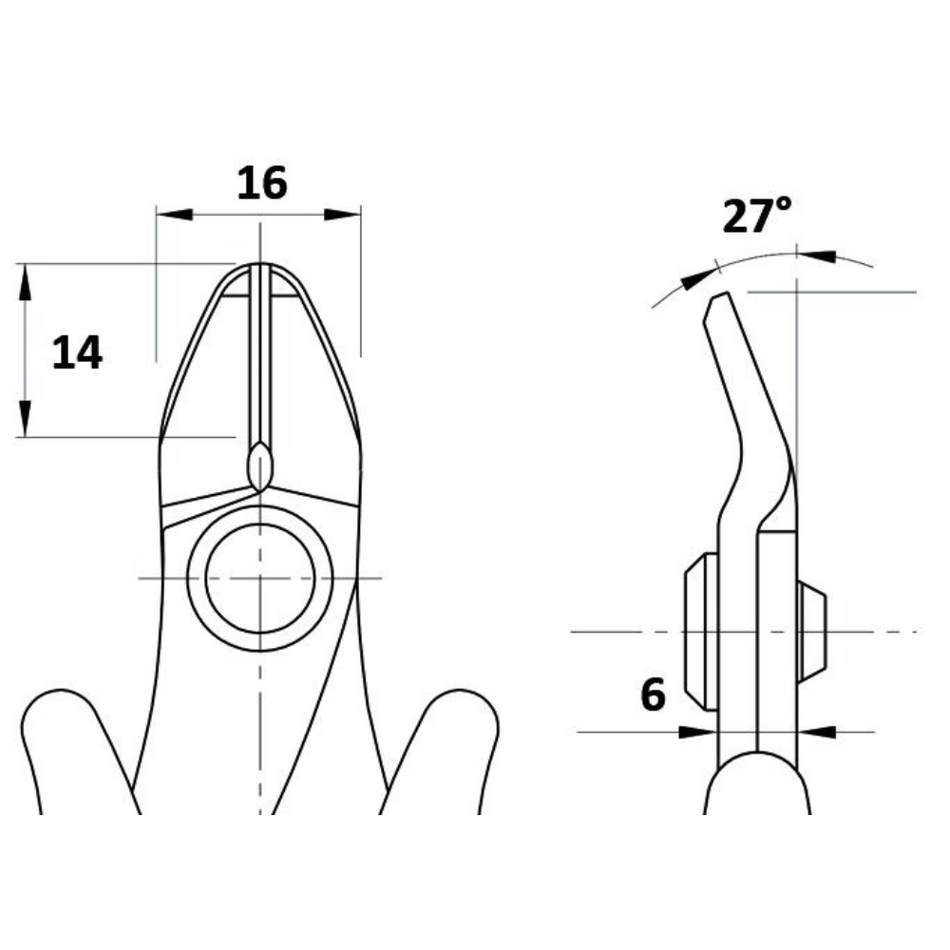 Cleste de precizie cu tais lateral, 2.59mm, Piergiacomi TRR 58 G