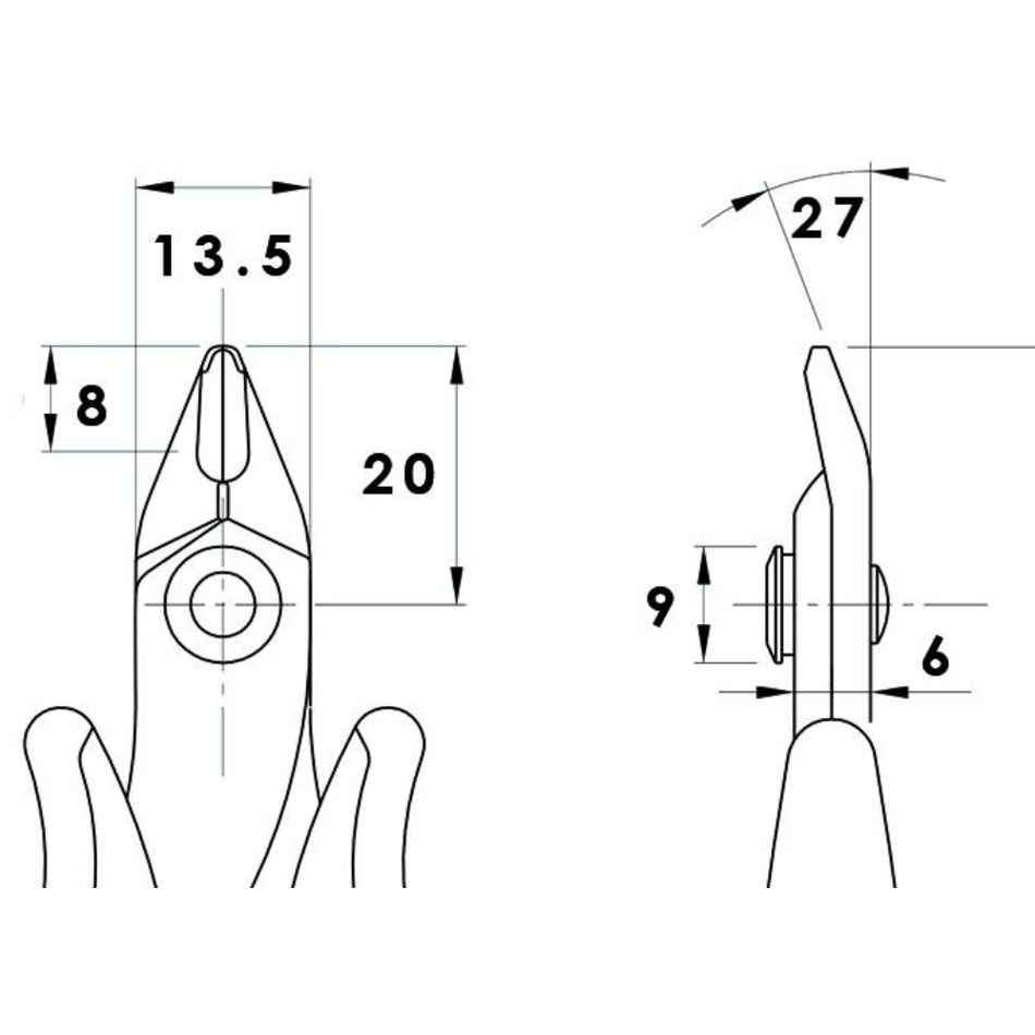 Cleste de precizie cu tais inclinat, 1.63mm, Piergiacomi TR 30 58