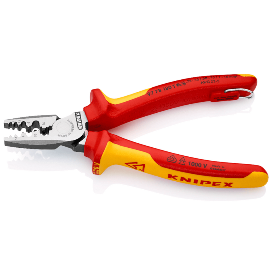 Cleste VDE pentru sertizat ferule, 0.25 - 16 mm², Knipex 97 78 180 T