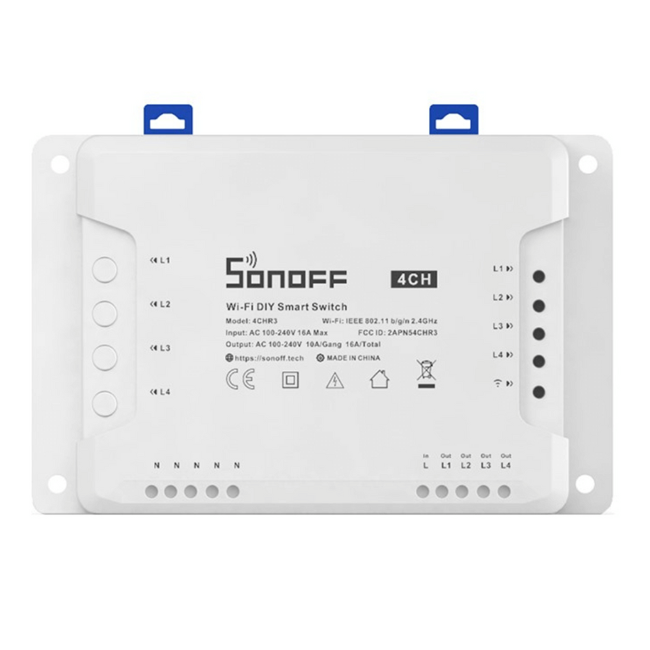 Releu Smart, WiFi, 4 canale, 2200W, 10A, Sonoff 4CHR3