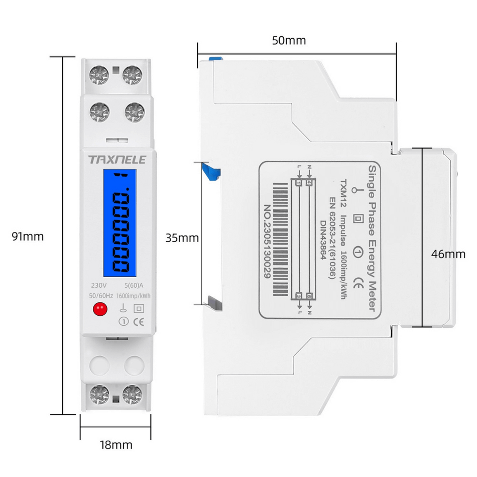 Contor monofazic monitorizare consum energie electrica, TAXNELE TXM012