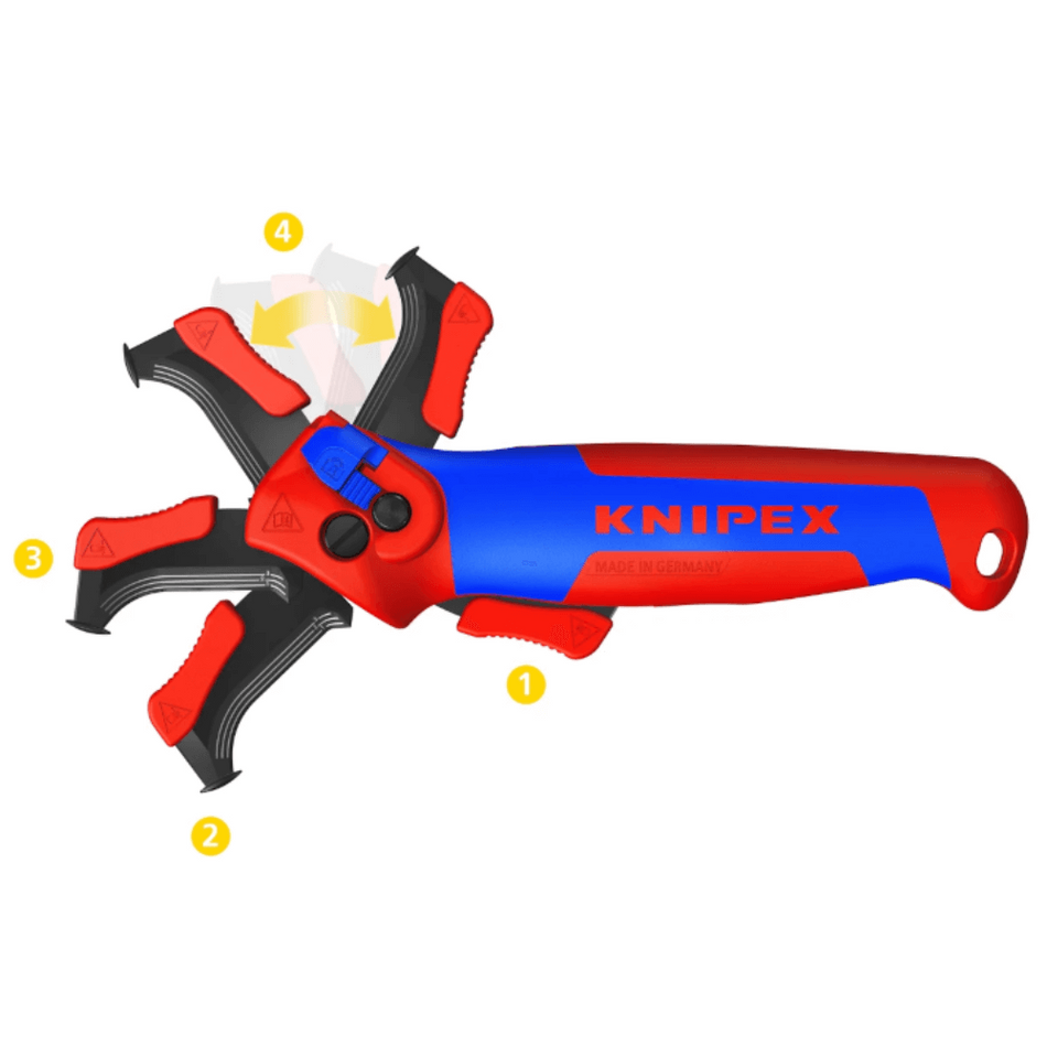 Cutit pentru dezizolarea cablurilor groase, cu sabot de glisare, Knipex 16 50 145 SB