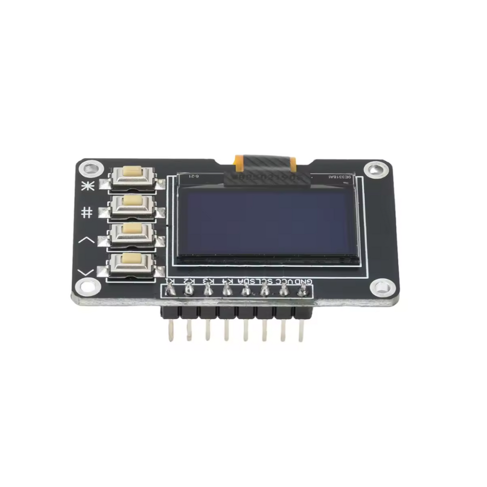 Ecran OLED 0.96" alb, I2C, cu 4 butoane