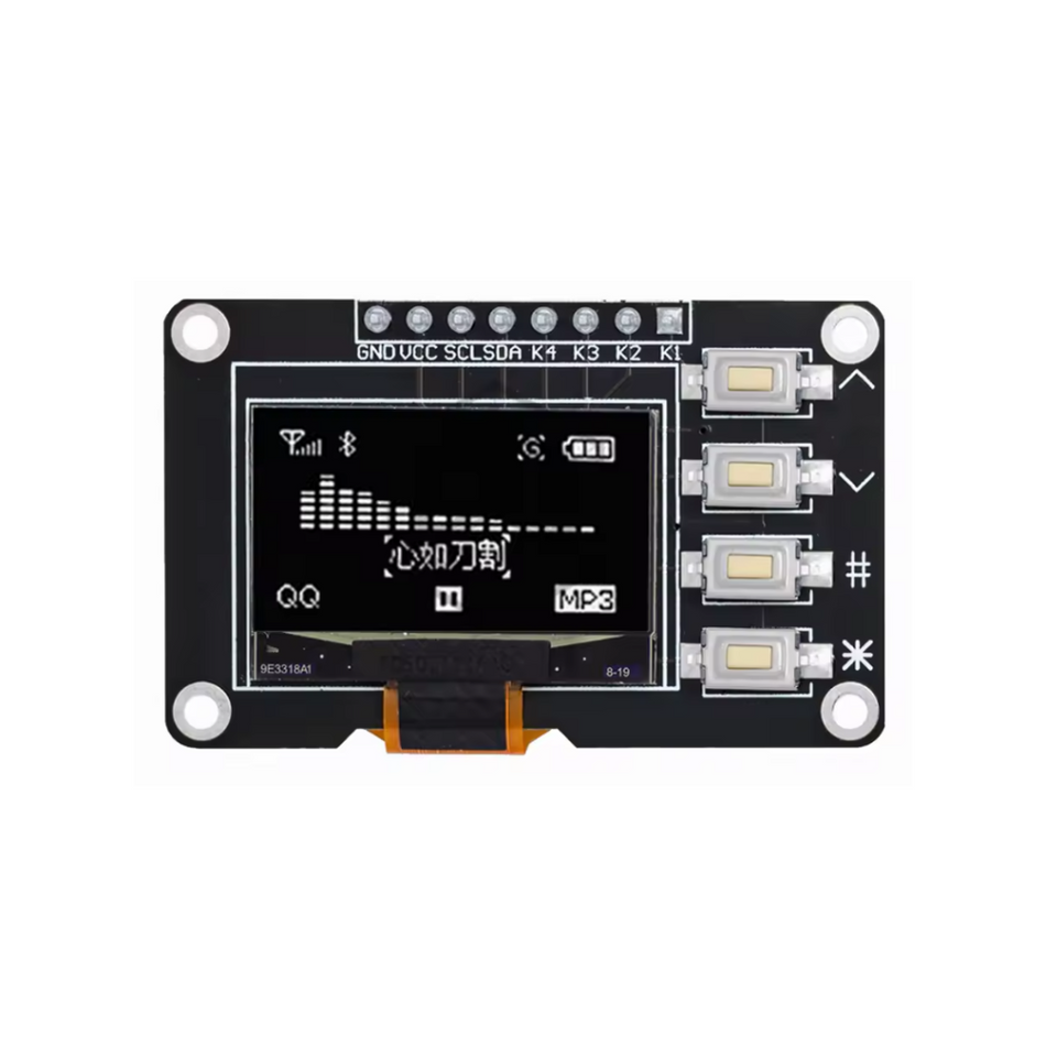 Ecran OLED 0.96" alb, I2C, cu 4 butoane
