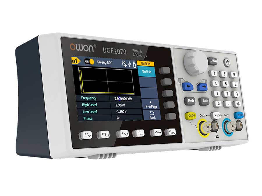 Generator de functii si unde arbitrare, 2 canale, 70MHz, 300MS/s, OWON DGE2070