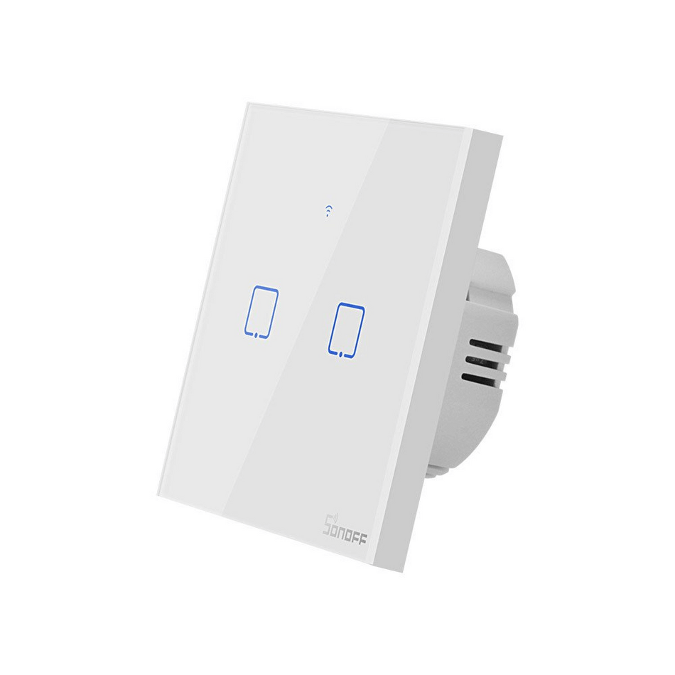 Intrerupator smart cu touch, Wifi 2.4GHz, 2 canale, 4A, Sonoff T0EU2C-TX