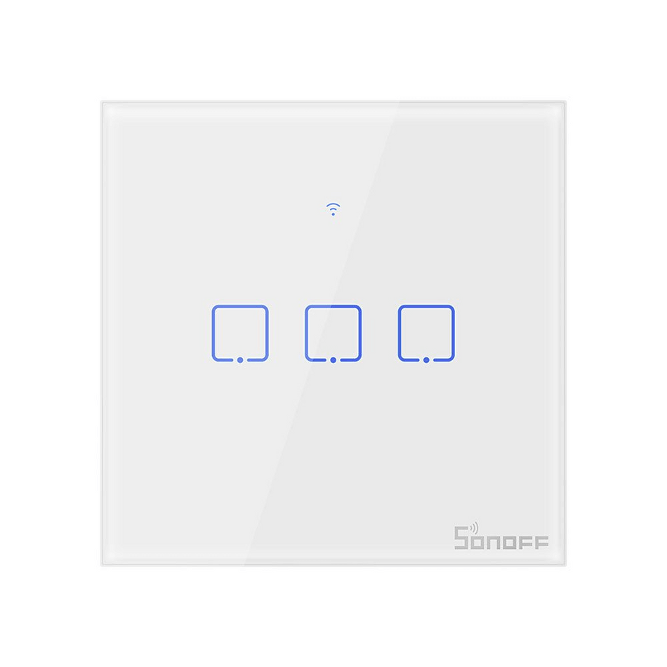 Intrerupator smart cu touch, Wifi 2.4GHz, 3 canale, 3A, Sonoff T0EU3C-TX