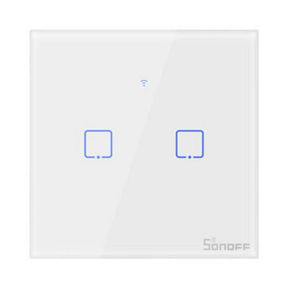 Intrerupator smart cu touch, Wifi + RF 433MHz, 2 canale, 4A, Sonoff T1EU2C-TX