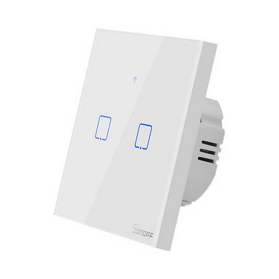 Intrerupator smart cu touch, Wifi + RF 433MHz, 2 canale, 4A, Sonoff T1EU2C-TX
