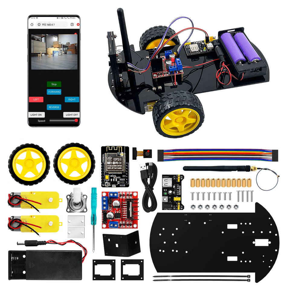 Kit de robot STEM 2WD cu modul ESP32-CAM, Bitmi 10155