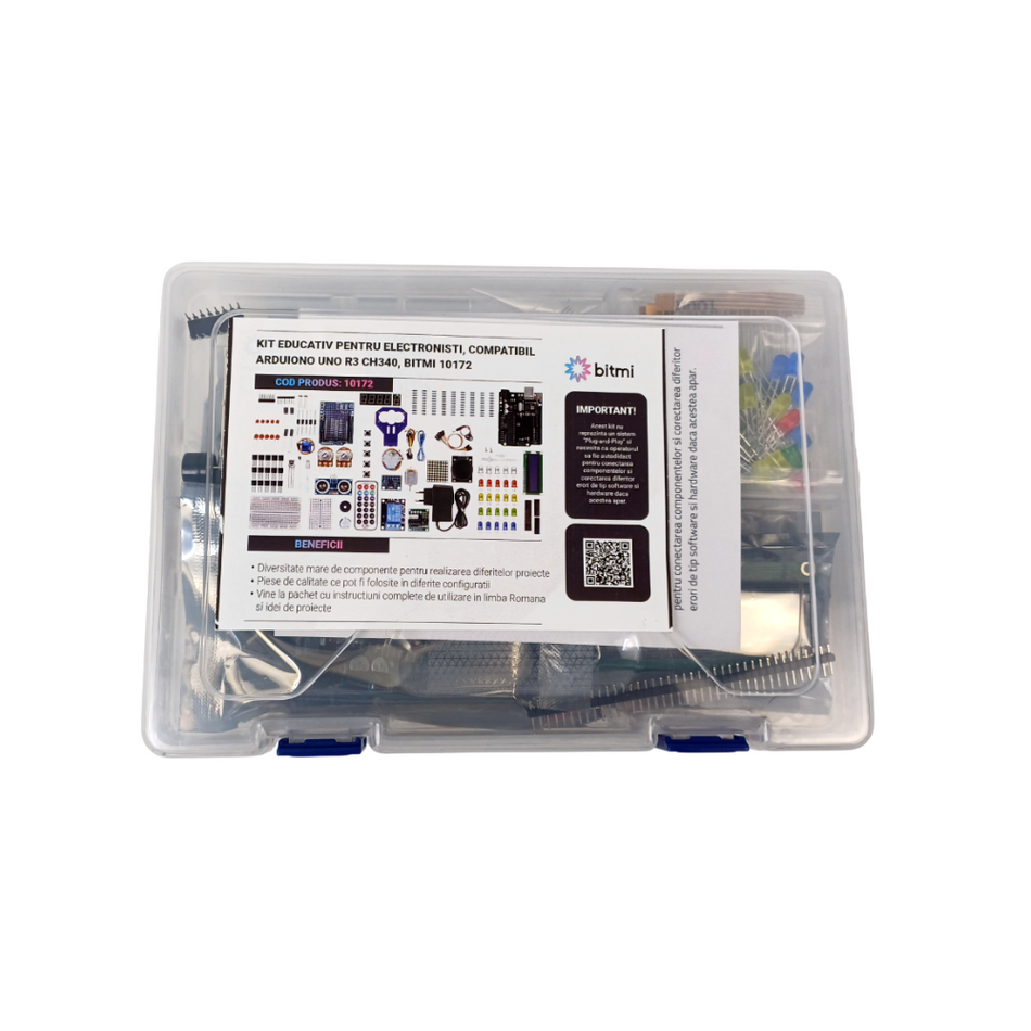Kit educativ pentru electronisti, compatibil Arduino UNO R3 CH340, Bitmi 10172