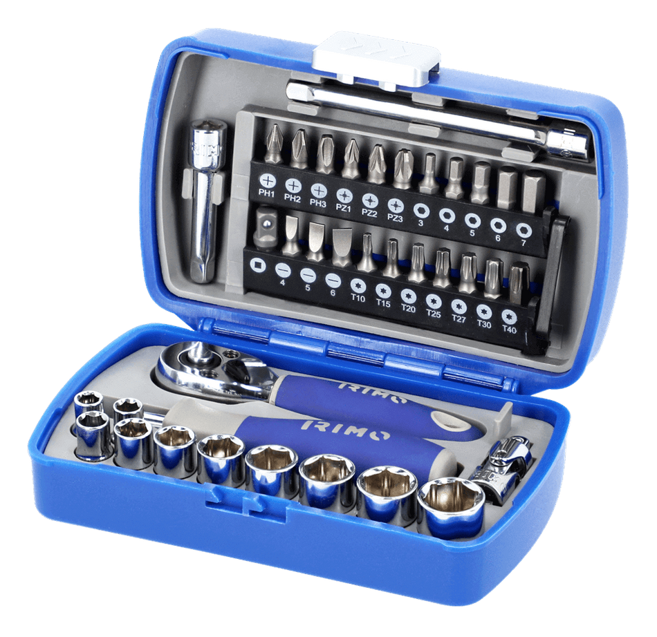 Mini set 37 piese tubulare si biti 1/4", Irimo 109-37-4