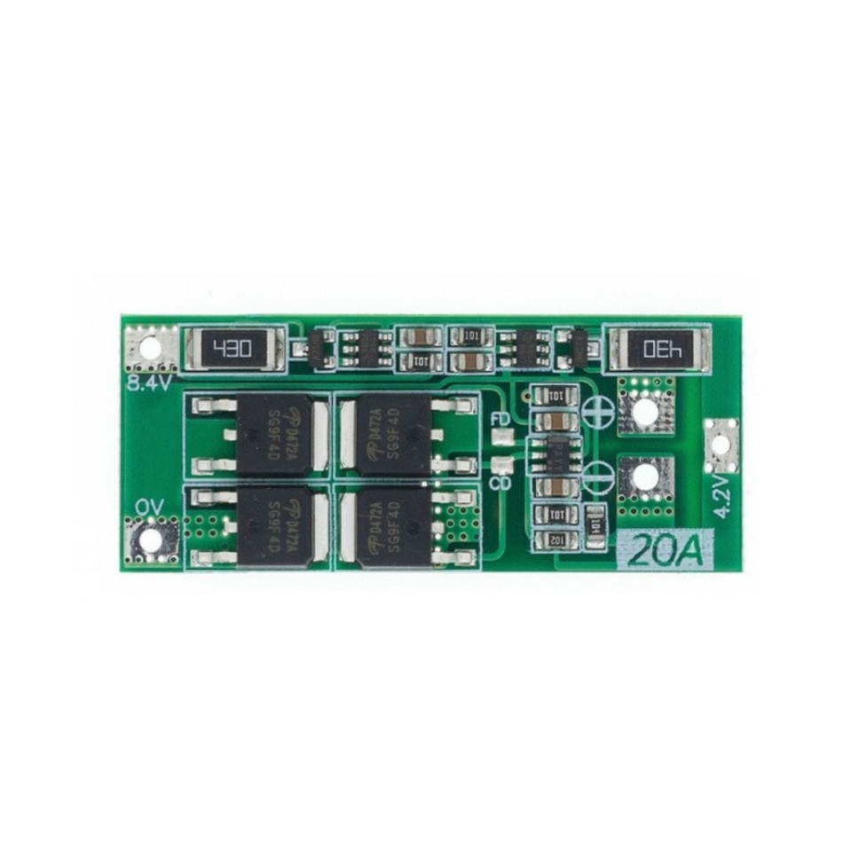 Modul BMS pentru acumulatori Litiu, 2S, 8.4V, 20A, cu balansare