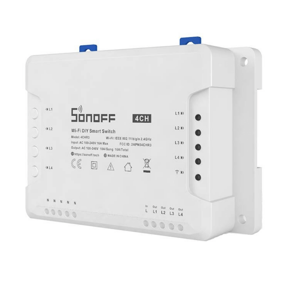 Releu Smart, WiFi, 4 canale, 2200W, 10A, Sonoff 4CHR3