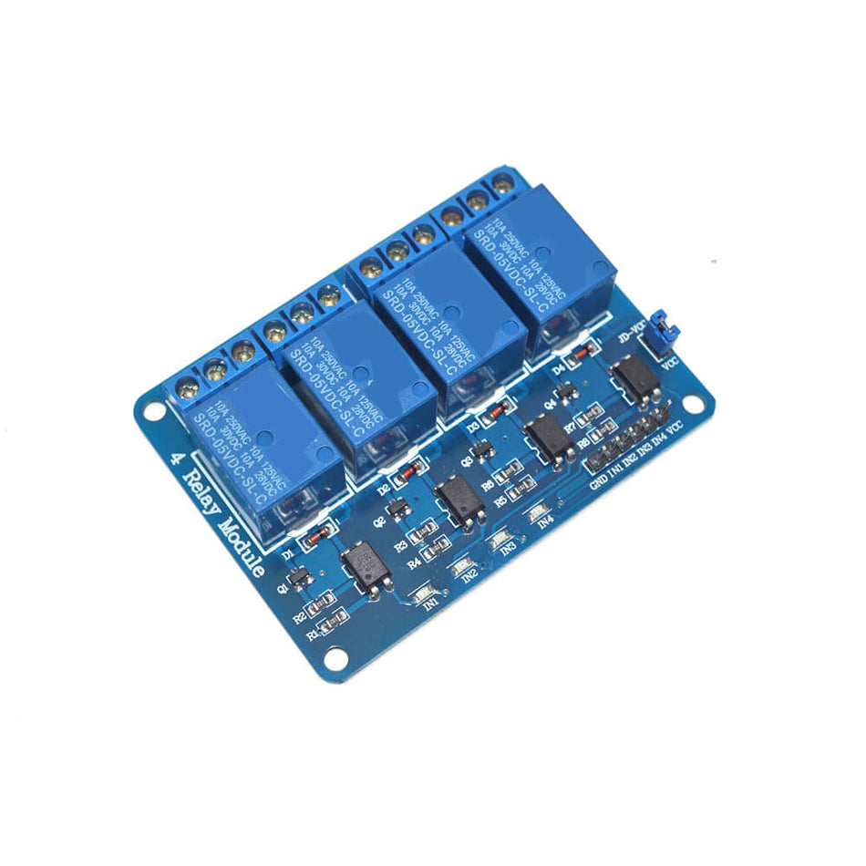 Modul releu 4 canale cu optocuplor, 5V Low Level