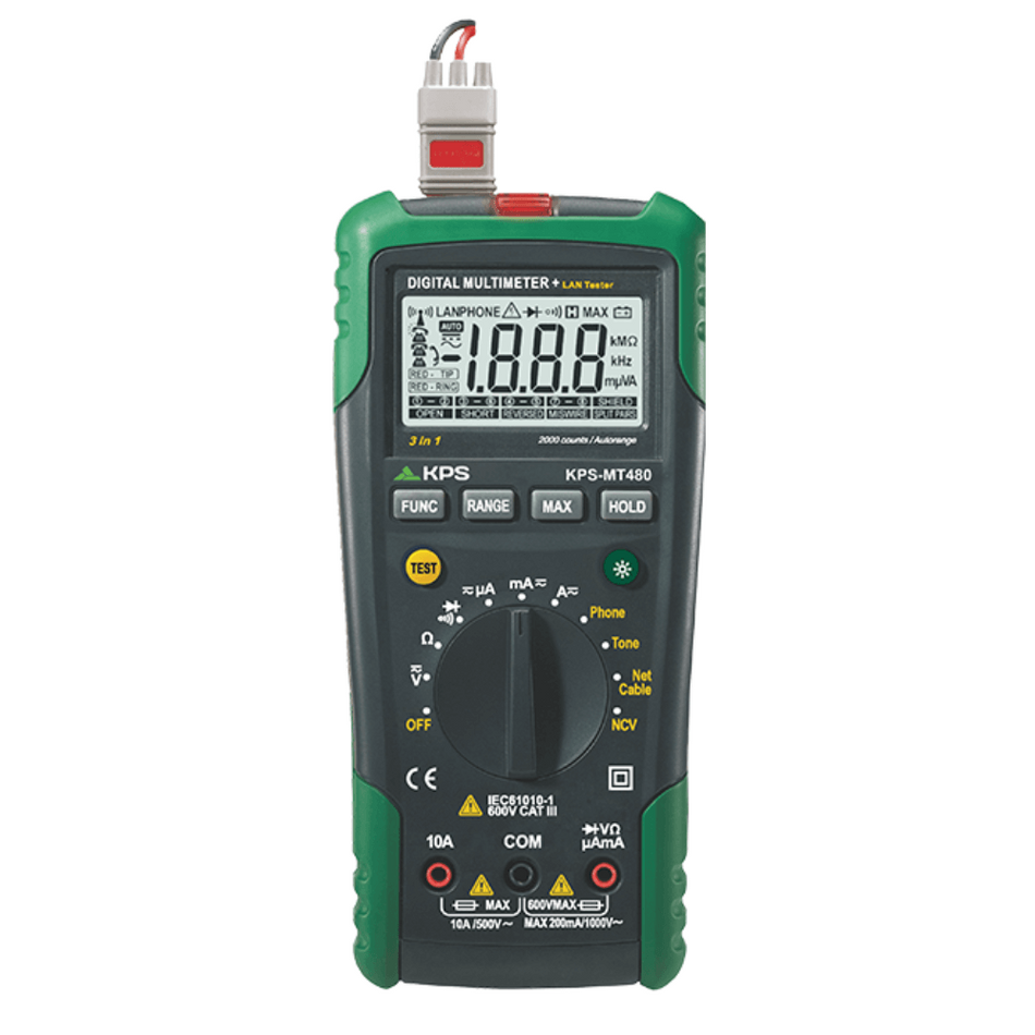 Multimetru digital cu tester LAN, 1000VDC / 750VAC, 10A AC/DC, KPS MT480