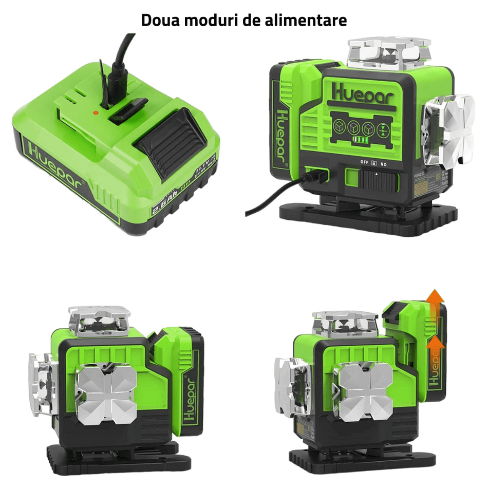 Nivela laser 16 linii cu dioda verde, Bluetooth, accesorii incluse Huepar P04CG