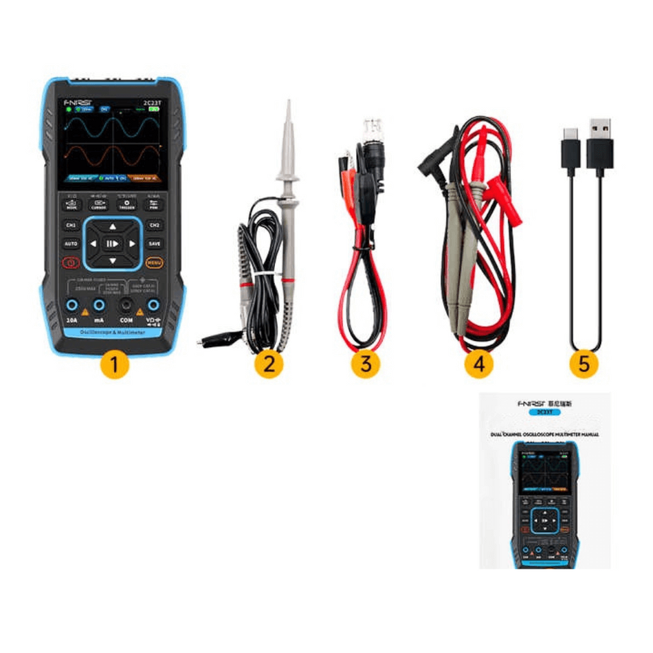Osciloscop digital portabil 3 in 1, 2 canale, 50MS/s, 10MHz, Fnirsi 2C23T