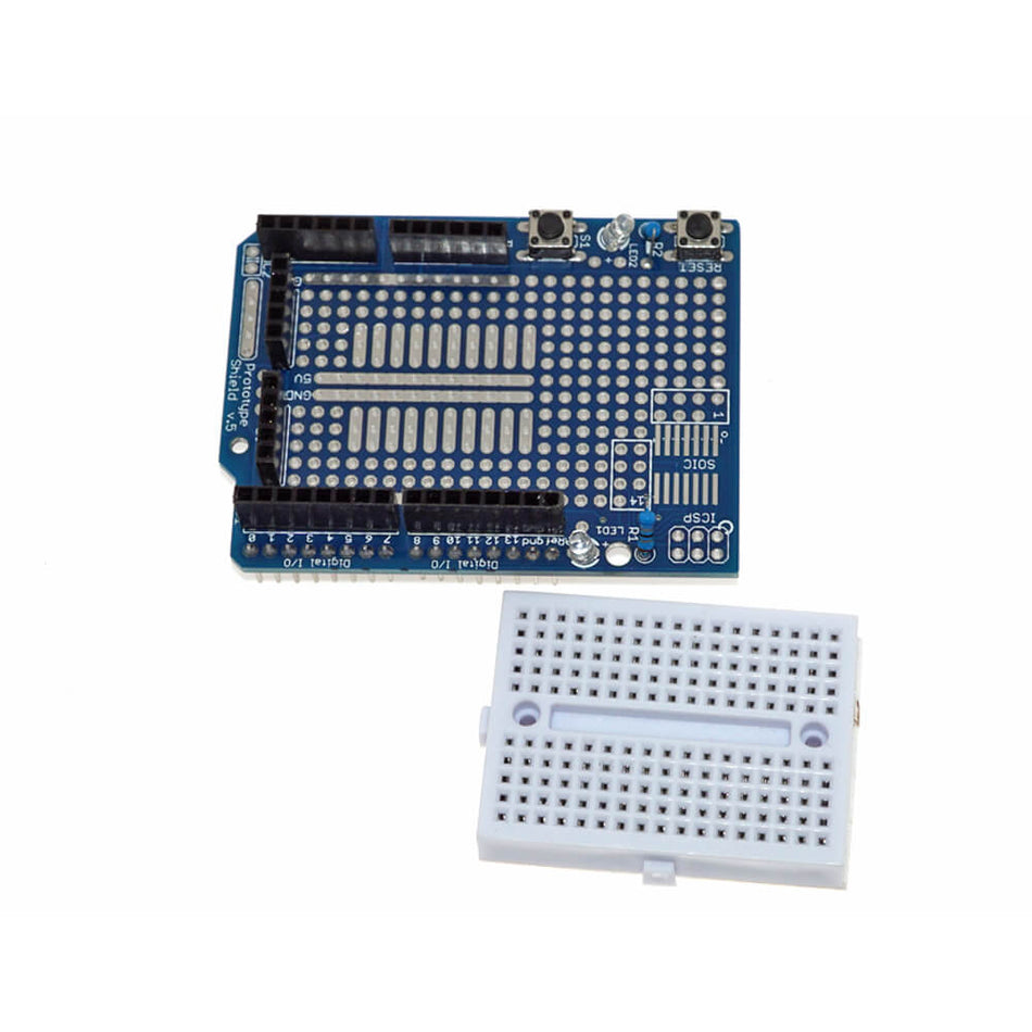 Shield cu mini breadboard pentru prototipuri, compatibil Arduino UNO R3
