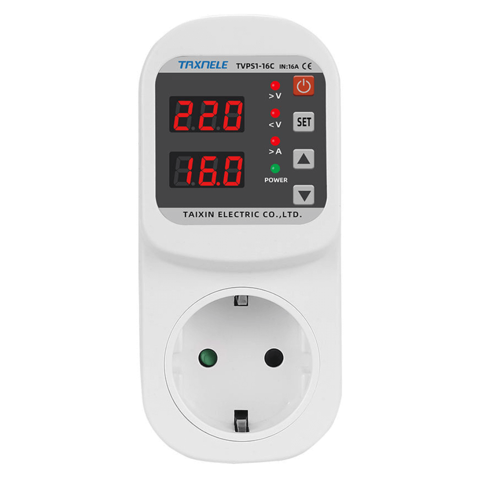Priza cu protectie la tensiune si curent, 110-220V AC, 16A, TAXNELE TVPS1-16C