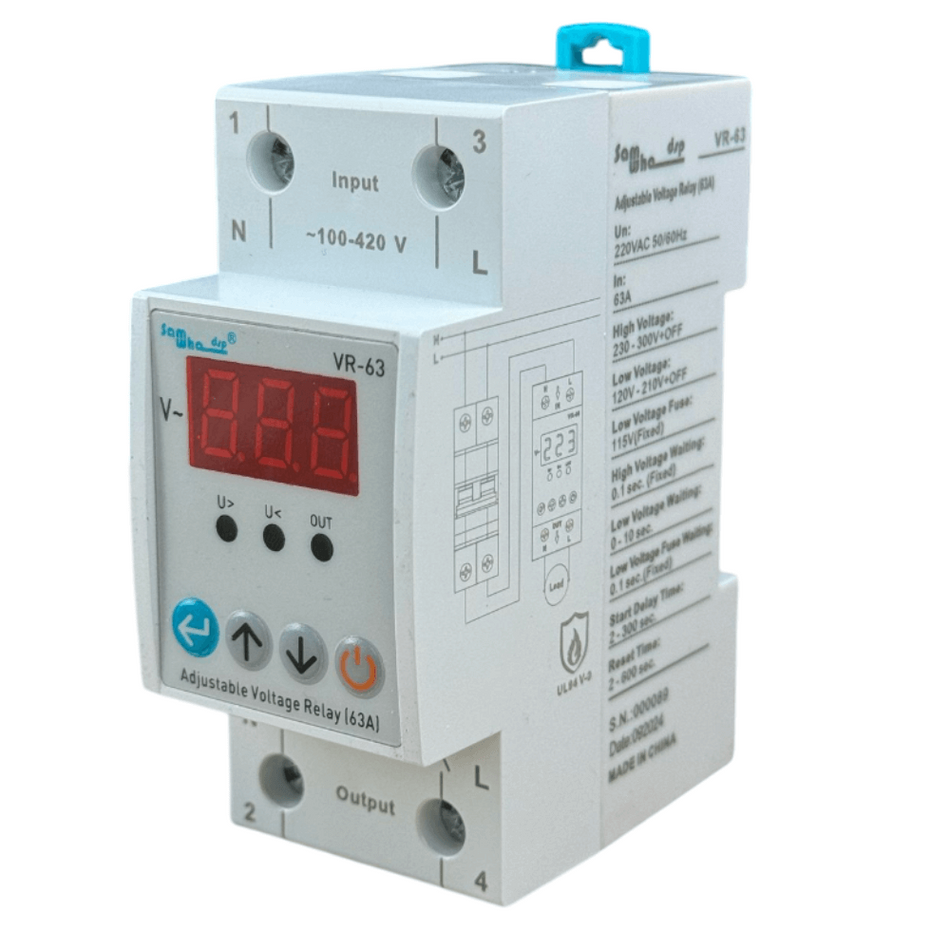 Releu de protectie la tensiune si curent, ajustabil, 0-450V, VR-63