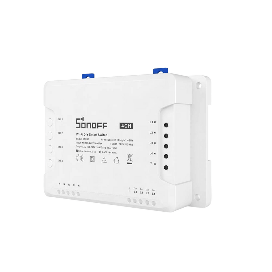 Releu smart cu 4 canale, Wifi 2.4GHz, 40A/8800W, Sonoff 4CHPROR3