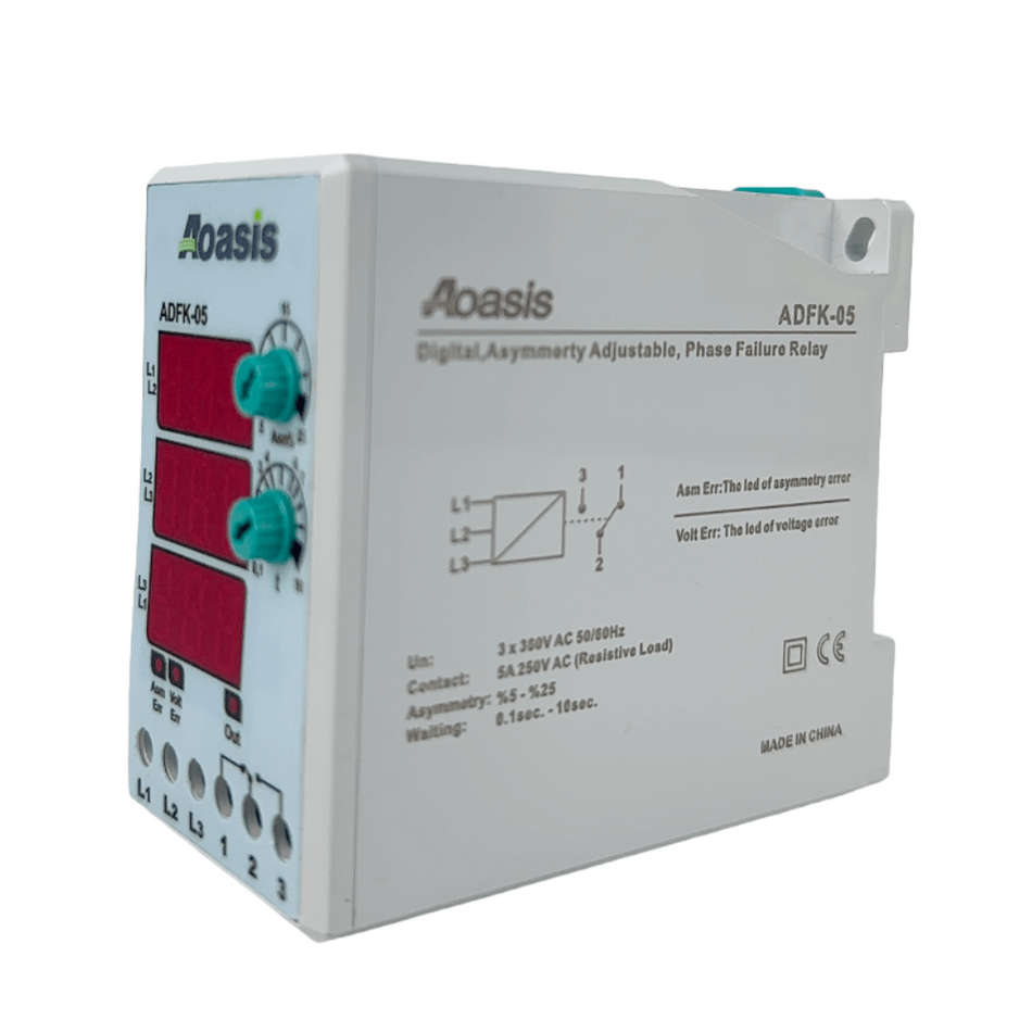 Releu trifazat de protectie la tensiune cu senzor de secventa faza integrat, 180-460V AC, ADFK-05