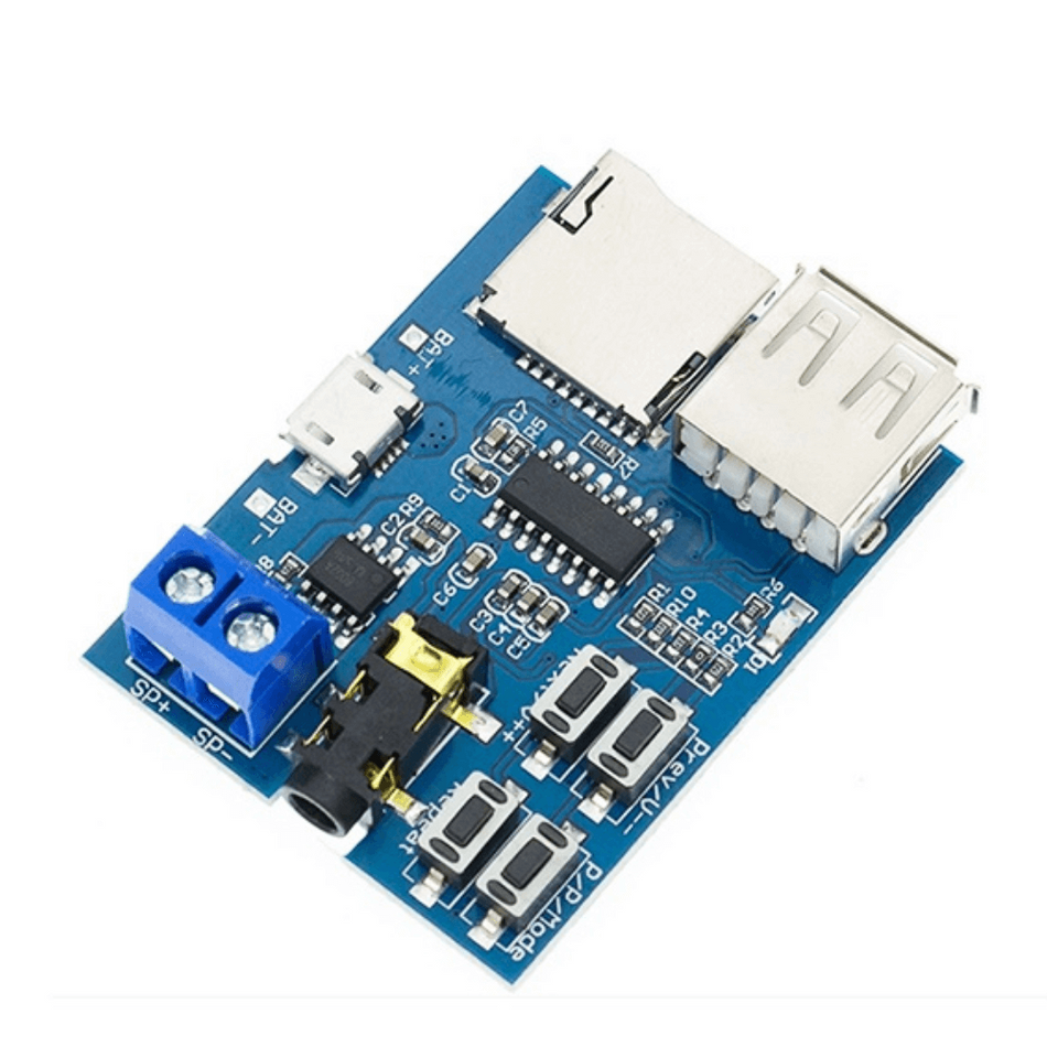 Modul player MP3 cu amplificator 2W, micro USB, card TF