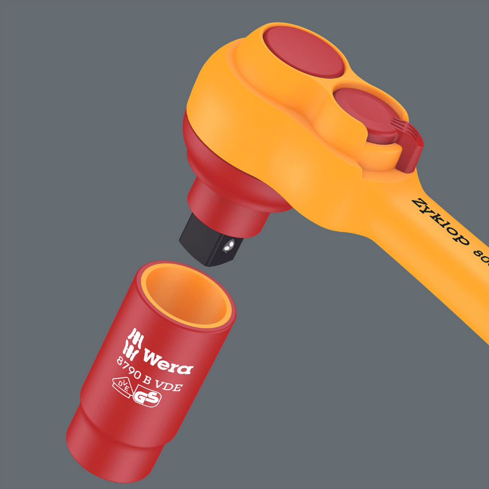 Set cheie cu clichet 8100 SB VDE Zyklop si tubulare izolate 17 piese, Wera 05004970001