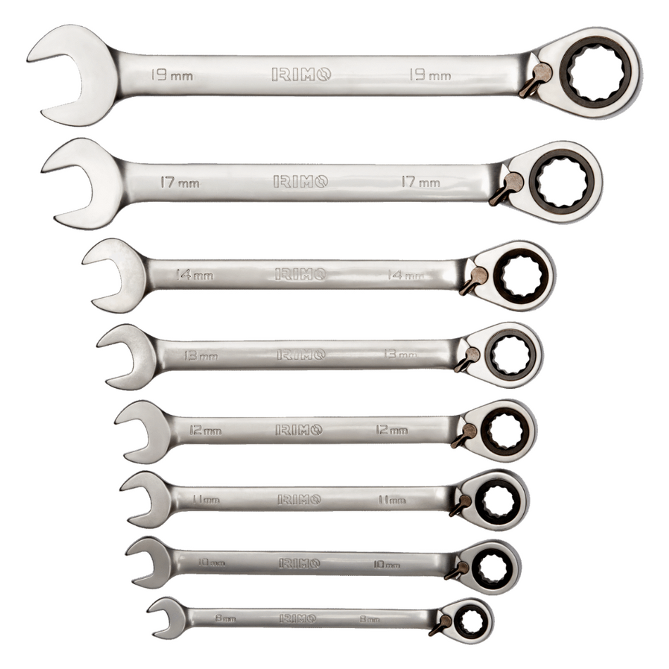 Set 8 chei combinate cu clichet, 8 - 19 mm, Irimo 18-8-H