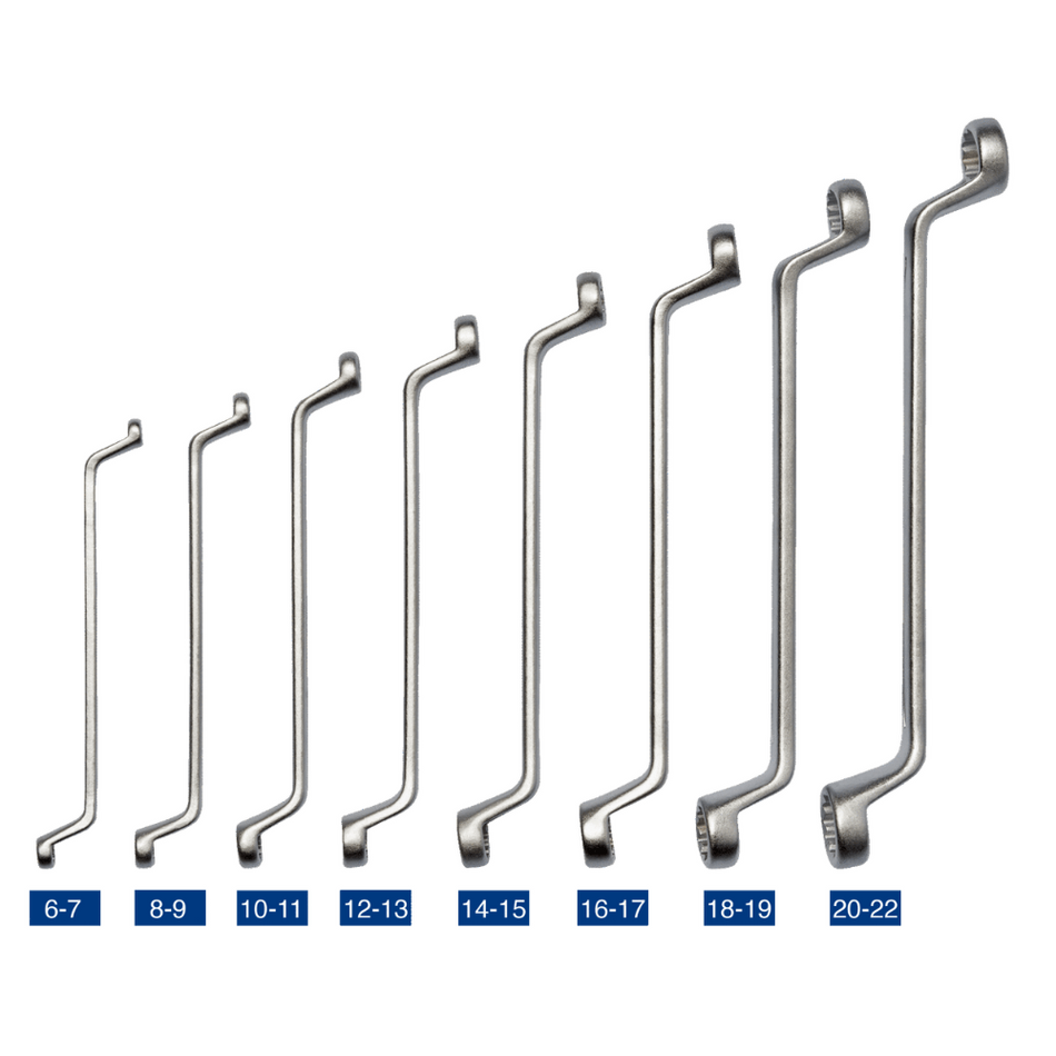 Set 8 chei duble inelare cu cot, 6 - 22mm, Irimo 15-8-H