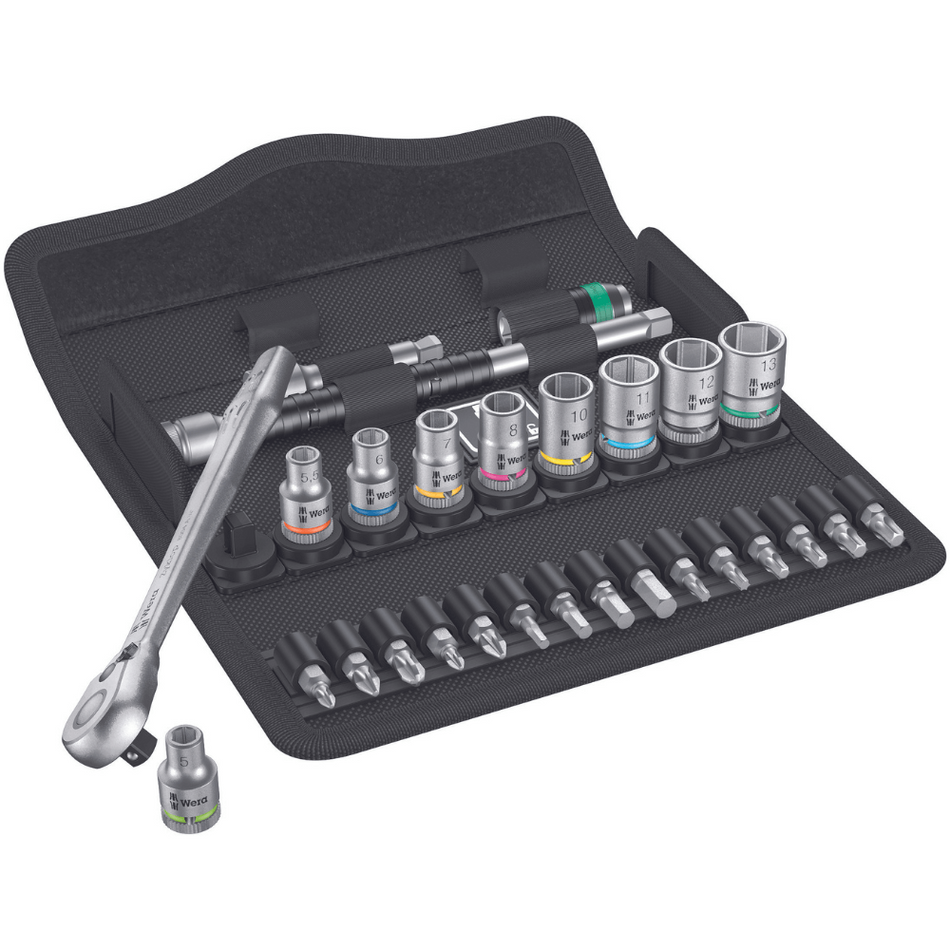 Set 8100 SA 8 Zyklop cu cheie, tubulare si biti, 28 piese, Wera 05004018001